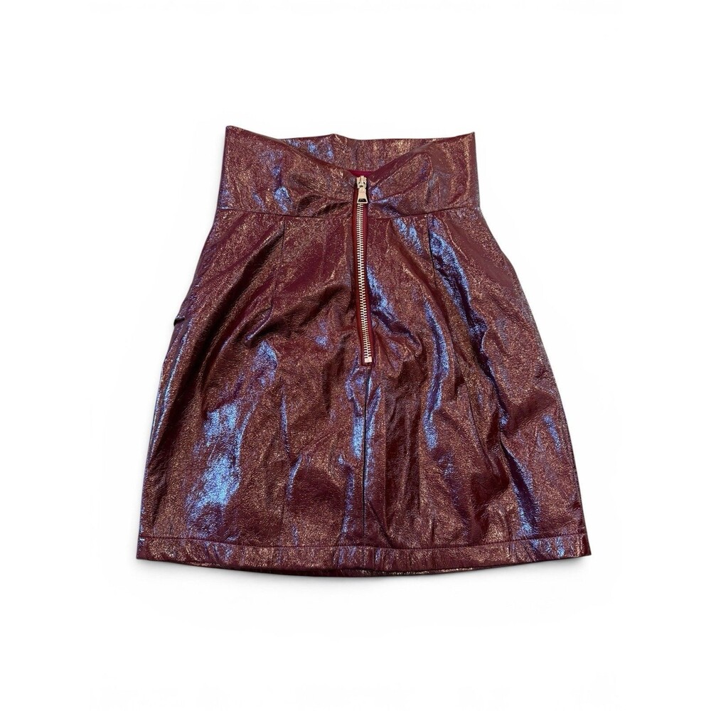 Skylar + Madison Burgundy Mini Skirt Pleather Shiny Dressy Red Purple NWT Small